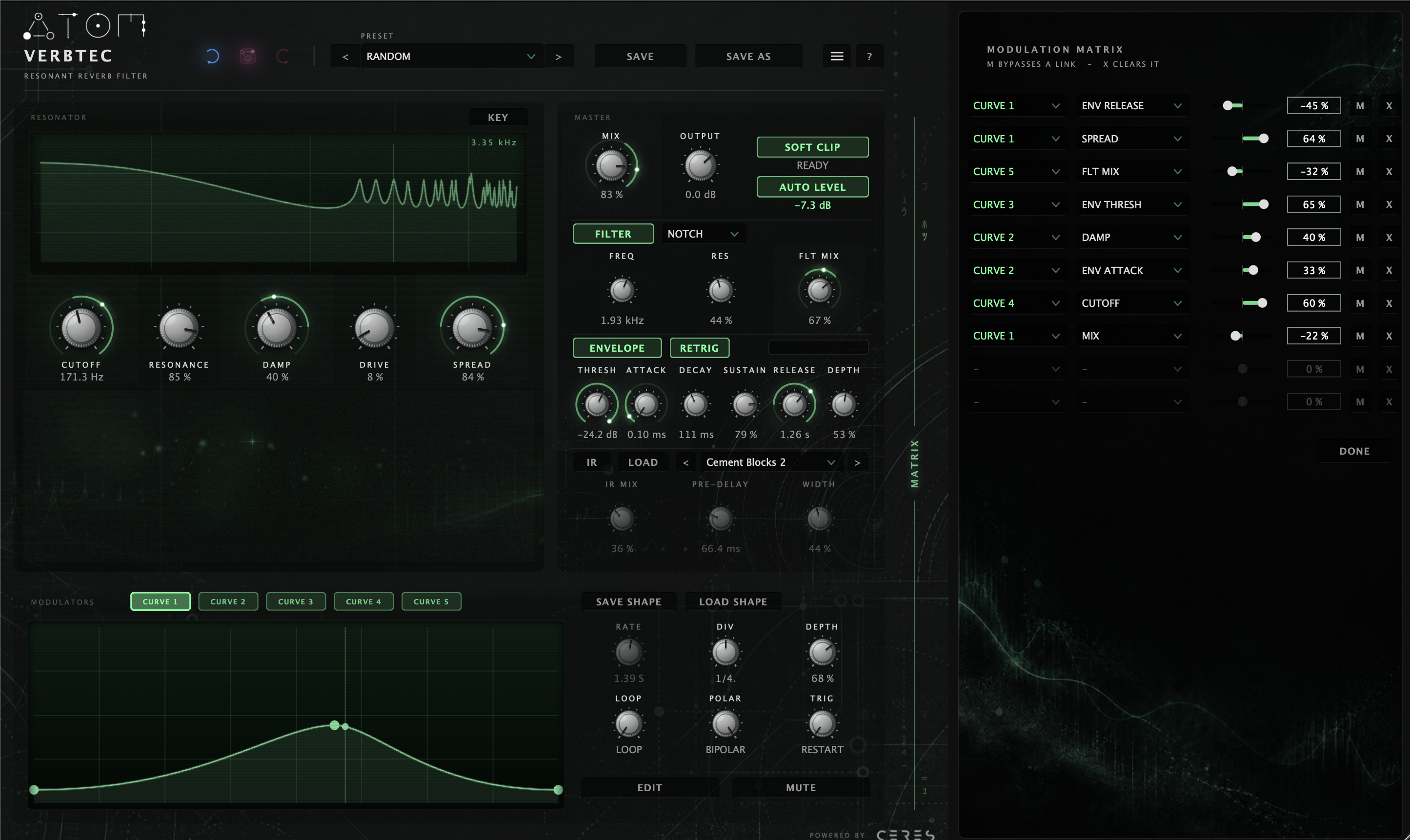 Verbtec plugin interface running in Ableton Live